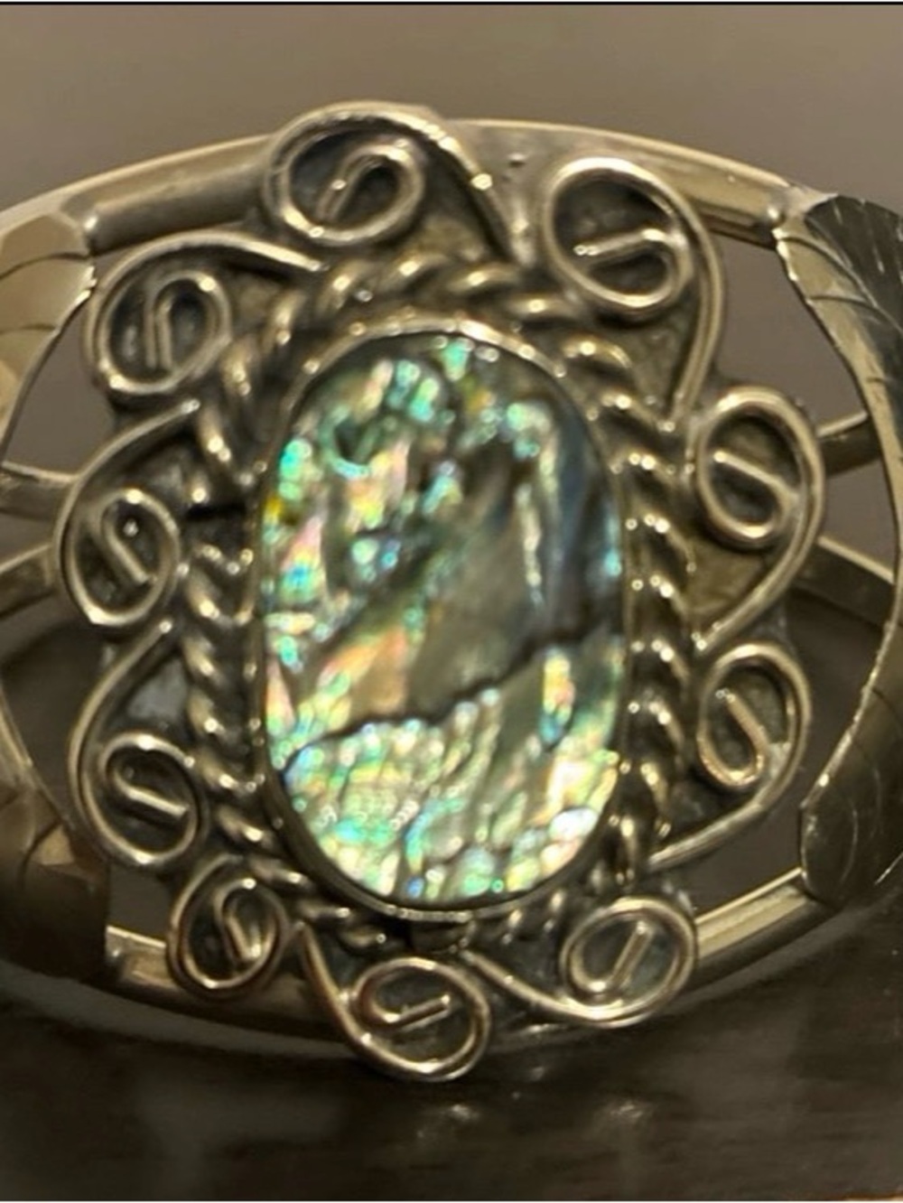 Abalone Silver bracelet cuff
